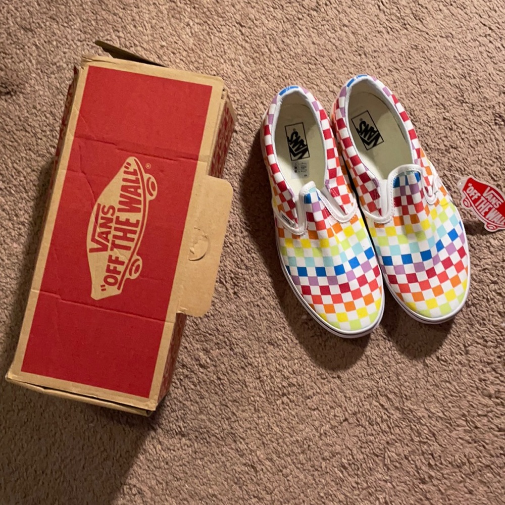 Rainbow checkered Vans, NWT